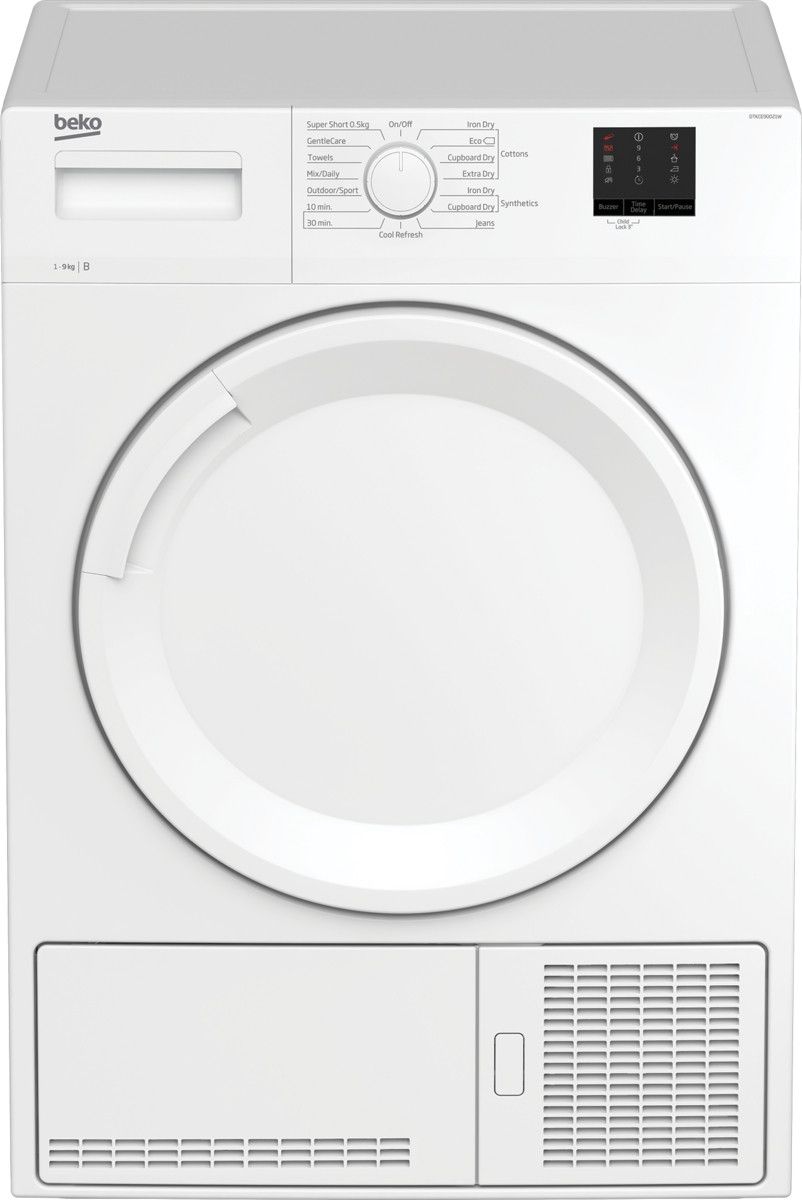 9kg Condenser Tumble Dryer with Sensor Programmes - White